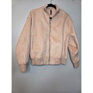 Zara Women's Boucle Textured Zip Up Bomber Jacket LC7 Sand Size XS-Small NWT